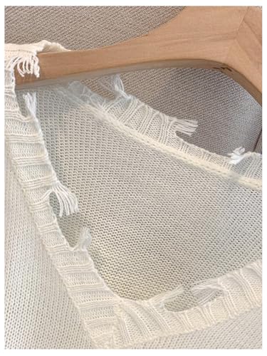 WDIRARA Women's Gothic Cross Graphic V Neck Sweater Distressed Raw Hem Pullover Y2k Going Out Knit Top4