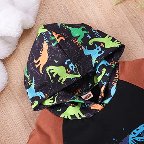 Nubeehoho Toddler Baby Boys Dinosaur Sweatshirts Casual Pullover Cotton Crewneck Hoodie Winter Long Sleeve Cartoon Tops Shirts Clothes With Cool Wings For Kids 5 Years 8130-5T #TOP1