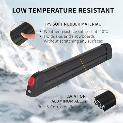 Ski & Snowboard Roof Racks with Anti-Theft Lock, 28\'\' Ski Carrier Rack Fits 6 Pairs Skis or 4 Snowboards - Thumbnail 2