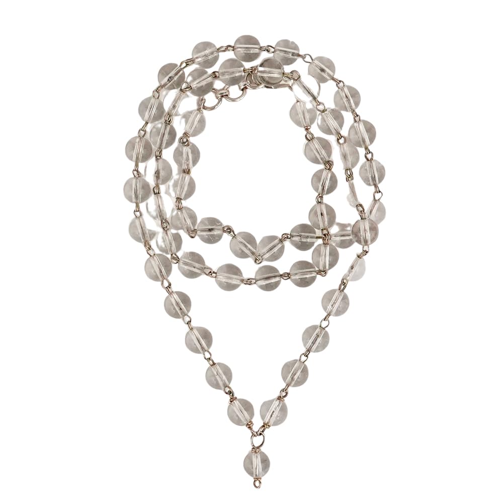 Rudra Centre Unisex Adult Sphatik Mala In Silver-6 Mm-54+1 Beads