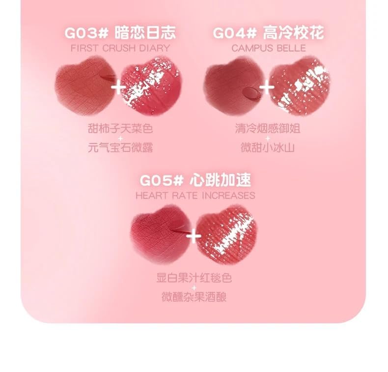 Image of Earbuds lipstick Double Lip Gloss Mirror Finish Nude Color Korean Lipstick Matte Non-Sticky Lip Mud Long-Lasting Hydrating Lip Gloss Double Matte Lip Clay Tint With Heart-Shaped Applicator Headphone 2in1 Lipcolor
