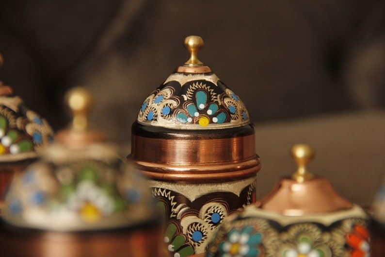 OHVVGN Turkish Coffee Set, Handmade Turkish Copper Coffee Set, Copper Coffee Set