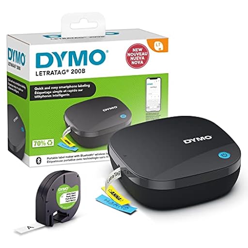 DYMO Etiquetadora LetraTag 200B Bluetooth, Impresora de etiquetas compacta |Se conecta mediante tecnología inalámbrica Bluetooth a iOS y Android , Incluye 1 cinta de etiqueta de papel blanco | Ya disponible en tu tienda friki favorita! En mundofriki.es!