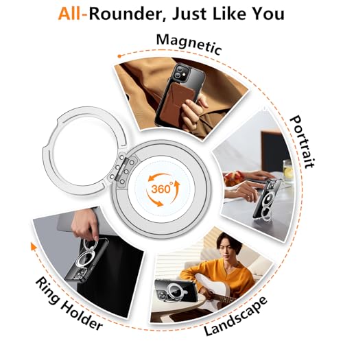 Image of Magnetic for iPhone 12 & iPhone 12 Pro Case,[with 360Rotatable Invisible Magnetic O-Ring Stand][Shockproof][Compatible with MagSafe] Slim Phone Case 6.1 inch Clear