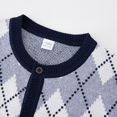 Baby Girls & Boys Long Sleeve Cardigan Sweater Plaid Knit Y2K Top Patterned V Neck Button Up Knitted Outwear 1-10Y4