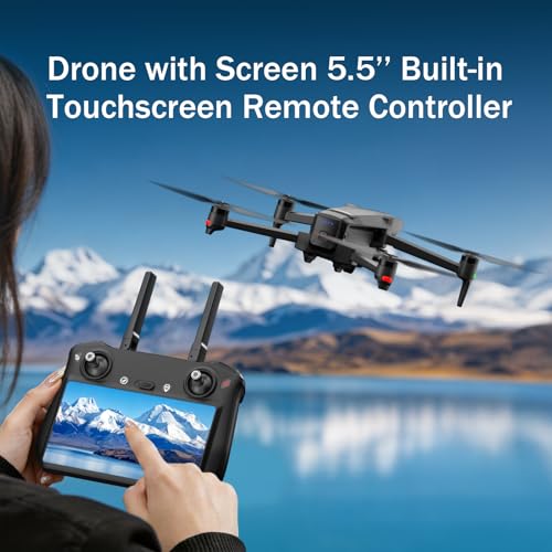 Image of K600PRO GPS Drone with EIS 4K Camera for Adults Beginner,3 Axis Gimbal Professional Long Range Drone with 5.5'' Touchscreen on Controller,Auto Return Follow Me,15KM FPV Transmission 55 Min Flight Time