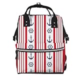 ZUNPNG Wickeltasche, nautisches Papier, Anker, Ruder, Streifen, Mumien-Rucksack, Reisetasche, groß, multifunktional, wasserdicht, Windeltasche für Babypflege