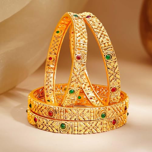 Image of Rubans Bangles Set Gold Plated Traditional Ethnic Stylish Trendy Jewellery Gift for Women & Girls
