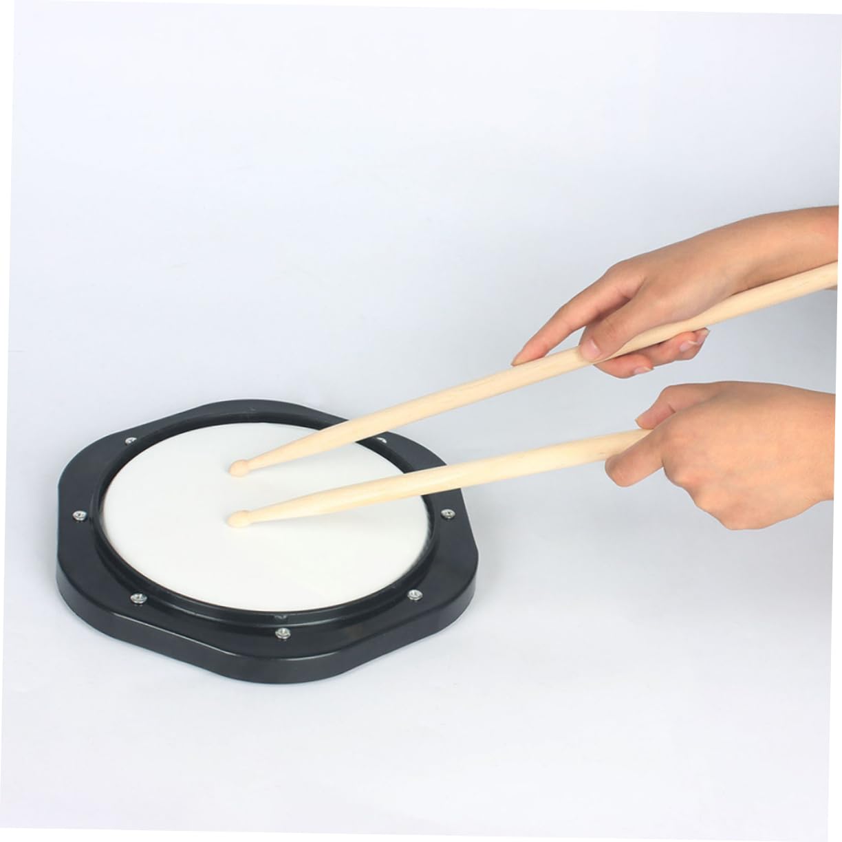 Pad da Allenamento Batteria 10 Pollici Tamburo Nero | Set 2 Bacchette e Borsa Portaoggetti Nera, Plastico, Lavorazione Tradizionale