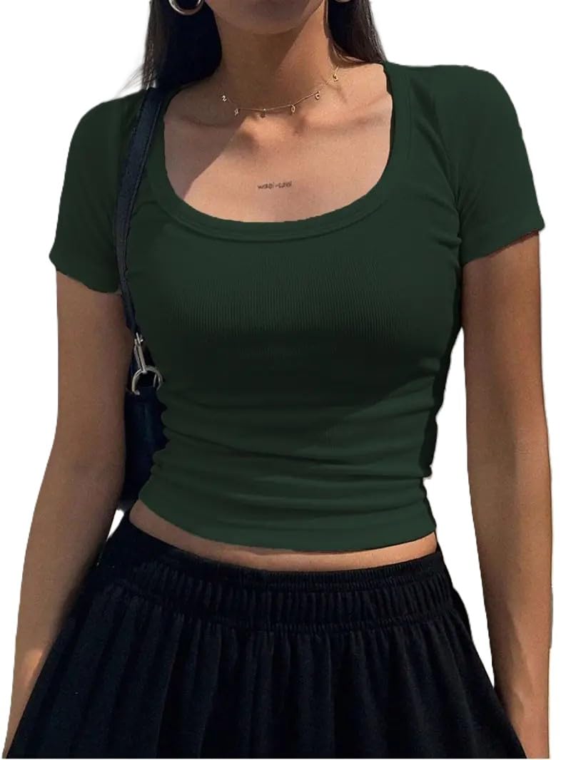 third quadrant TQ Women's Crop Tops, Tank Tops, Tops, White, Black, Korean Style (Small, Black Classic)-picture-38