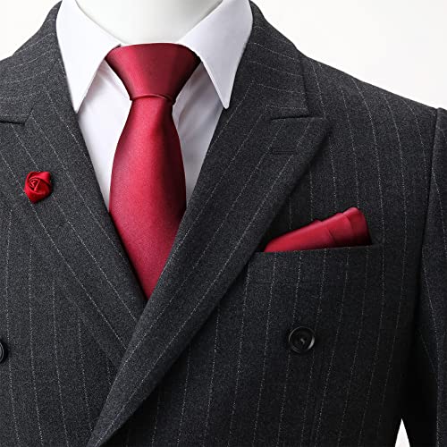 Image of Sureio 20 Pcs Men Tie and Pocket Square Set Satin Formal Solid Ties for Men Pocket Square Handkerchief for Wedding