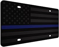 Vista 15 de JASS GRAPHIX Placa de matrícula personalizada con la bandera estadounidense de línea amarilla, homenaje personalizado a despachadores y operadores