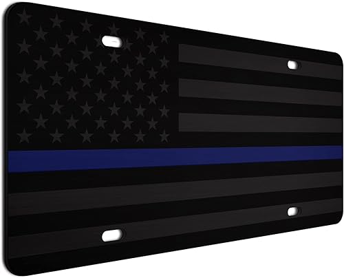 Miniatura 15 de JASS GRAPHIX Placa de matrícula personalizada con la bandera estadounidense de línea amarilla, homenaje personalizado a despachadores y operadores