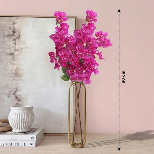 Image of Decor & More 2 PCS Artificial Flowers Bunch - Realistic Silk Bougainvillea Long Stem Artificial Flower Bunch Without Pot | Artificial Flower for Decoration | (Without Pot)