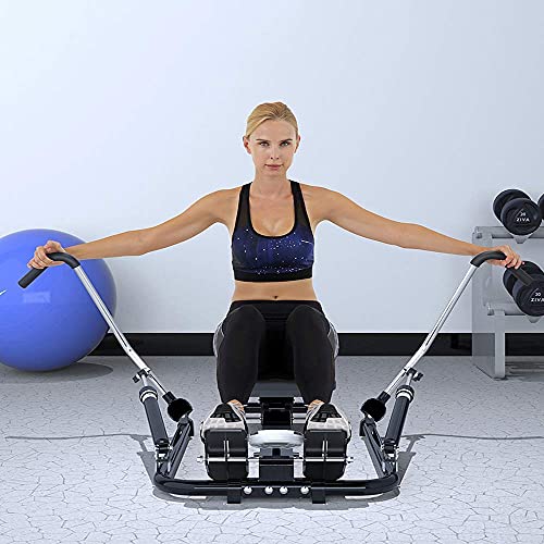 Image of Multi-Function Rowing Machine Silent Hydraulic Rowing Exercise Fitness Equipment Double Resistance Adjustment Foldable Design for Office Gym