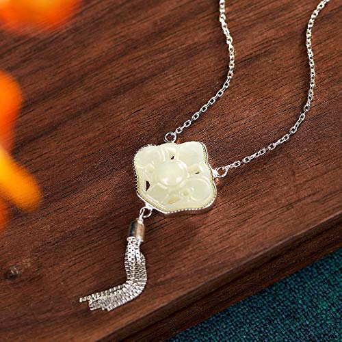 Collier argent 925 et jade rétro ajouré | Bijou artisanal d'exception