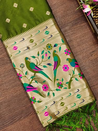 Image of DEVANGI Women's Woven Paithani Banarasi Silk Dupatta /Chunni For Women, Floral Print 1 Meter Wide and 2.3 Meter Length Printed Designer Dupatta /Chunni For Girls