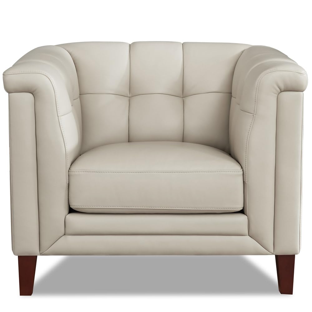 Hydeline Arvo Top Grain Leather Chair, Vanilla, Feather Down, Memory Foam and Springs Seating