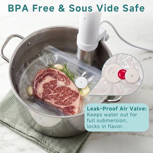 Image of Reusable Vacuum Sealer Bags for Food - 30 BPA-Free Medium (11in x 10.2in) Food Storage Bags, Freezer Microwave Safe- Odor Resistant, Leak-Proof - Compatible with Handheld Vacuum Sealers