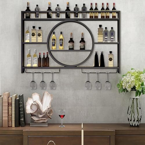 GWWBD Porta Bottiglie da Parete，portabottiglie da Parete Bar Vetrina Espositore Bar Ad Angolo Cantinetta Portabottiglie in Polistirolo per Casa Bar Sala da Pranzo(Size:140 * 15 * 80cm,Color:Nero)