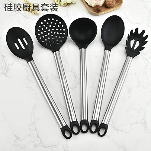 Juego de Utensilios de Cocina de Silicona con Mango de Acero Inoxidable, espátula, Cuchara, Pinzas, batidor, Utensilios de Cocina (tamaño: 11 Piezas) ()