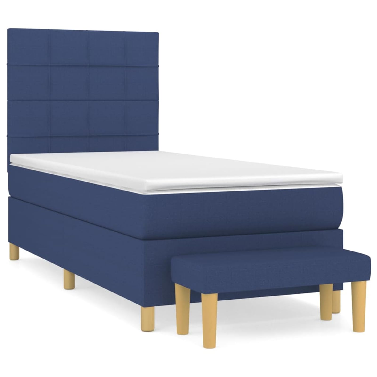 ATOMSTACK MAKER Letto a molle, 80 x 200 cm, blu, con materasso a molle insacchettate (20 cm), testiera regolabile in altezza, tessuto in poliestere traspirante e panca inclusa, ideale per chi dorme