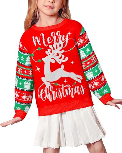 Girls Sweaters Kids Girls Crewneck Long Sleeve Knit Christmas Sweater Winter Cute Tops Pullover