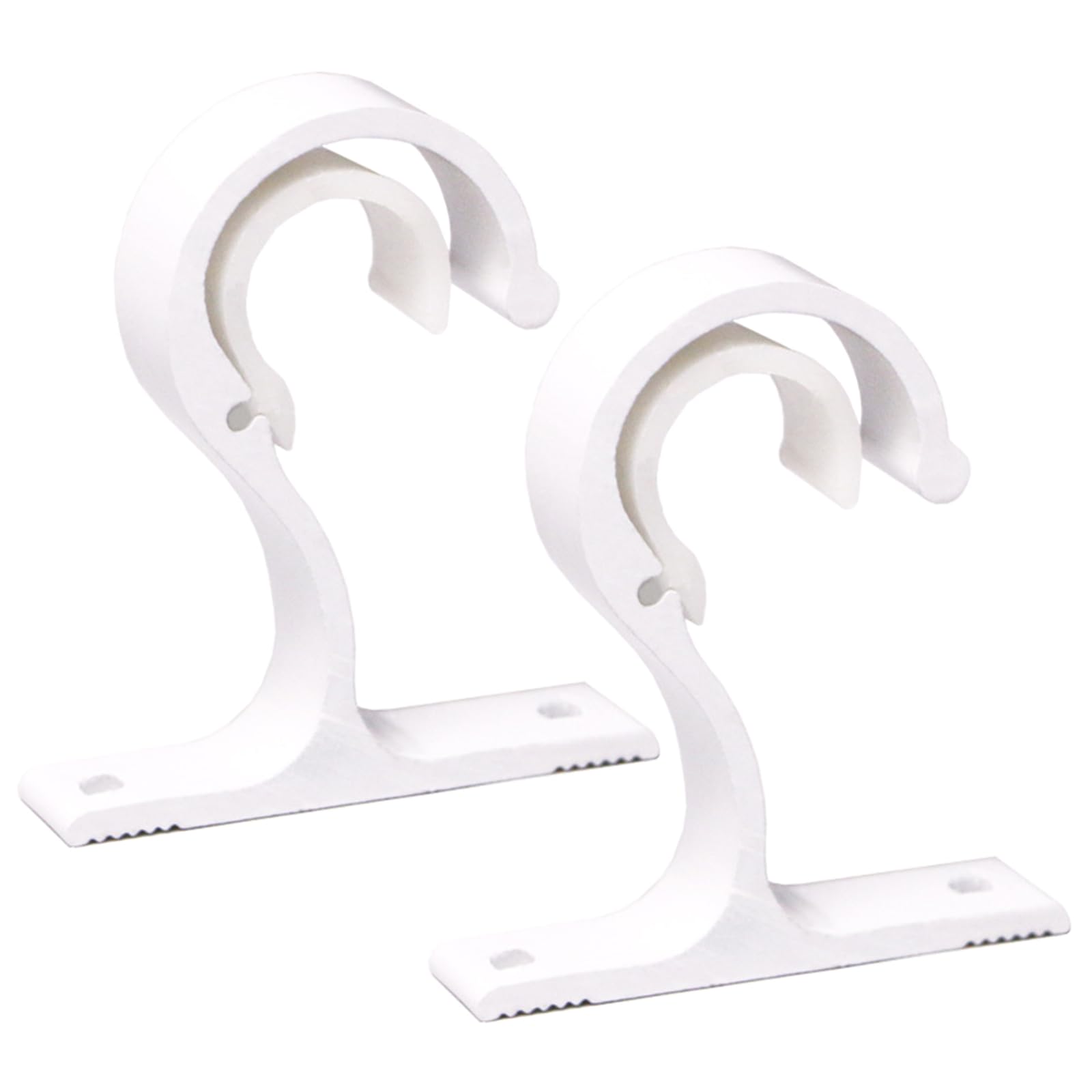 Tertioi White Curtain Rod Brackets Aluminum Alloy Holder For Drapery Hooks, Wall Mount With Screws Set Of 2 Black Curtain Rod Brackets