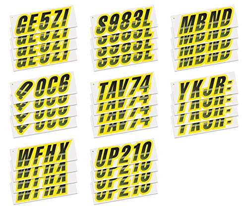 Image of STIFFIE Techtron Black /Electric Yellow 3 inch Boat & PWC Registration Decals • Numbers Letters Stickers