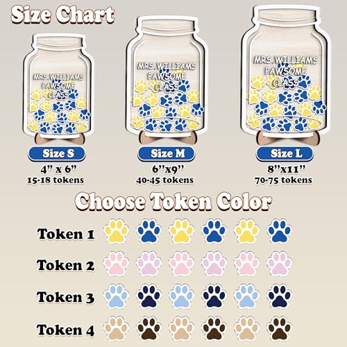 Image of Personalized Wooden Reward Jar Potty Traning for Kids, Paw Print Reward Jar System with Acrylic Tokens, Good Behavior Responsibility Jars for Boys & Girls, Ideal for Classroom System Decor
