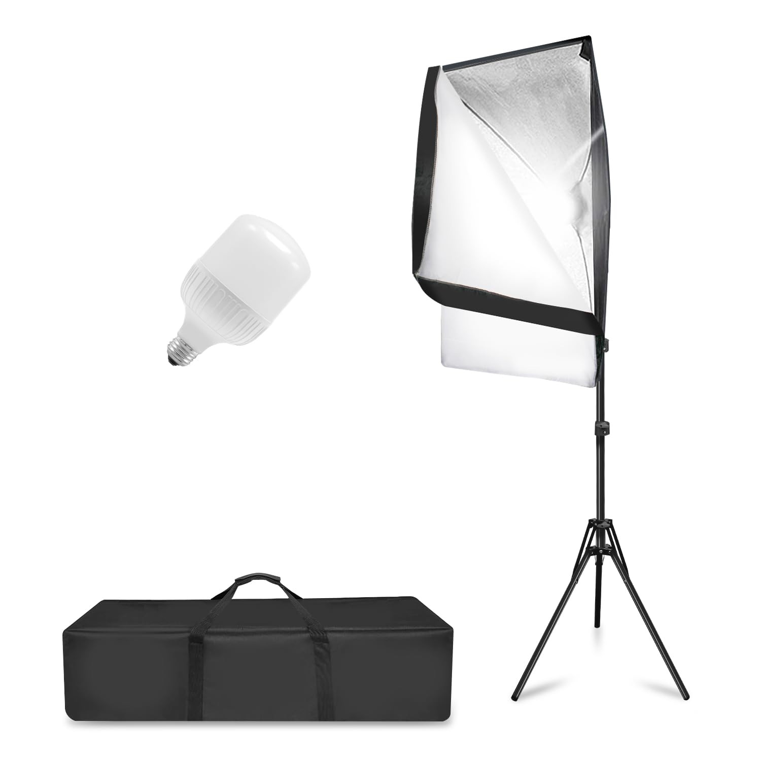 Julius Studio 250W Equivalent Softbox LED Lighting Kit with E27 Socket Continuous Light and 20 x 28 in Reflectors and 40W 6500K 3450LM LED Bulb Energy Saving, JSAG793