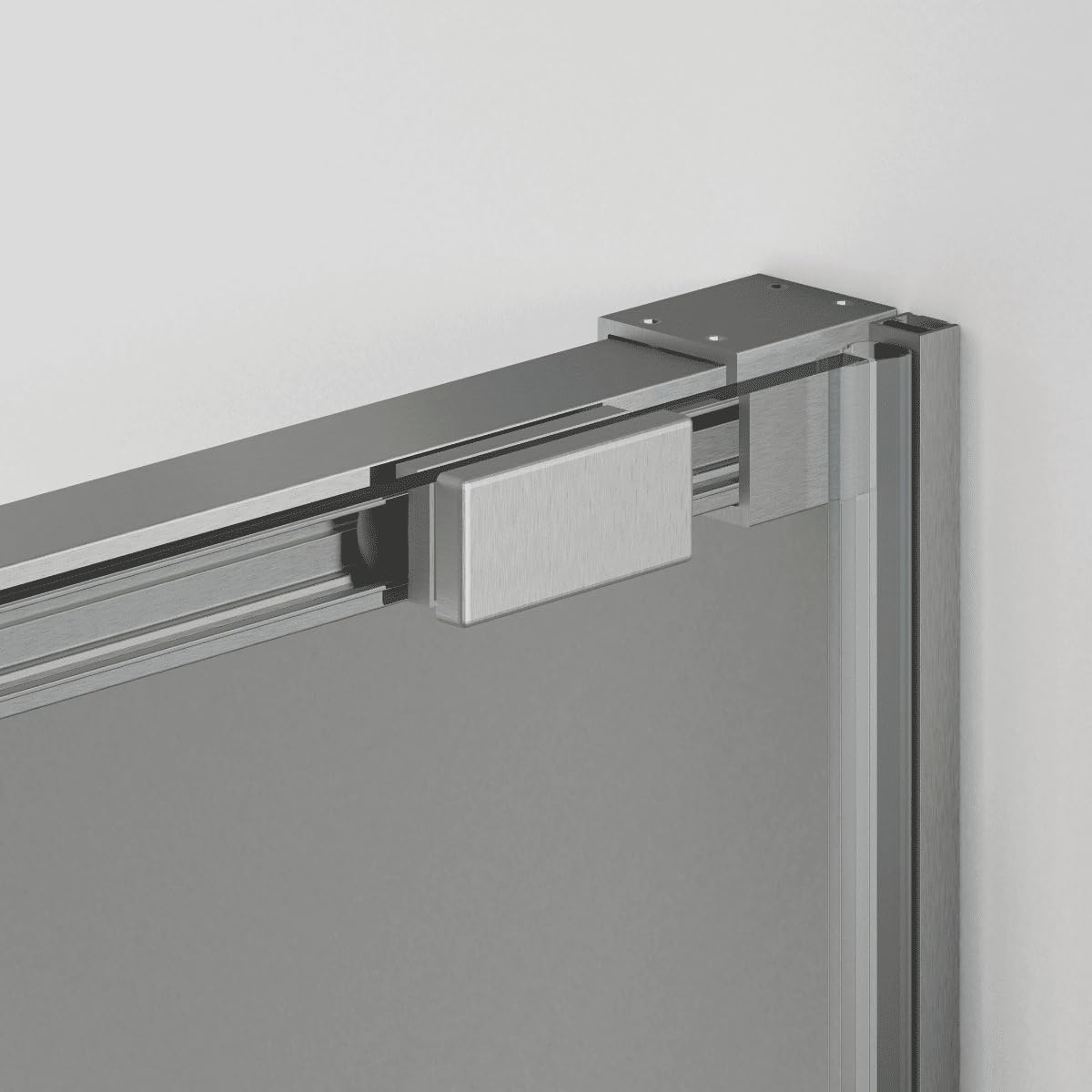Mampara Ducha Frontal 1 puerta 1 fijo Corredera | Vidrio Templado 6mm Antical Transparente | Perfil Acero Cepillado 160 cm (Adaptable 155,1-160cm)
