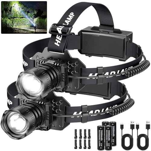 Curtsod Rechargeable LED Headlamp 2-Pack...