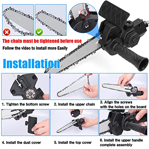 Weytoll Electric Drill Chainsaw, 6 Inch Electric Drill Modified To Electric Chainsaw Drill Attachment, Chain Saw Drill Attachment With Wrench And Chain, For 6-13Mm Three-Jaw Collet Drill #TOP3