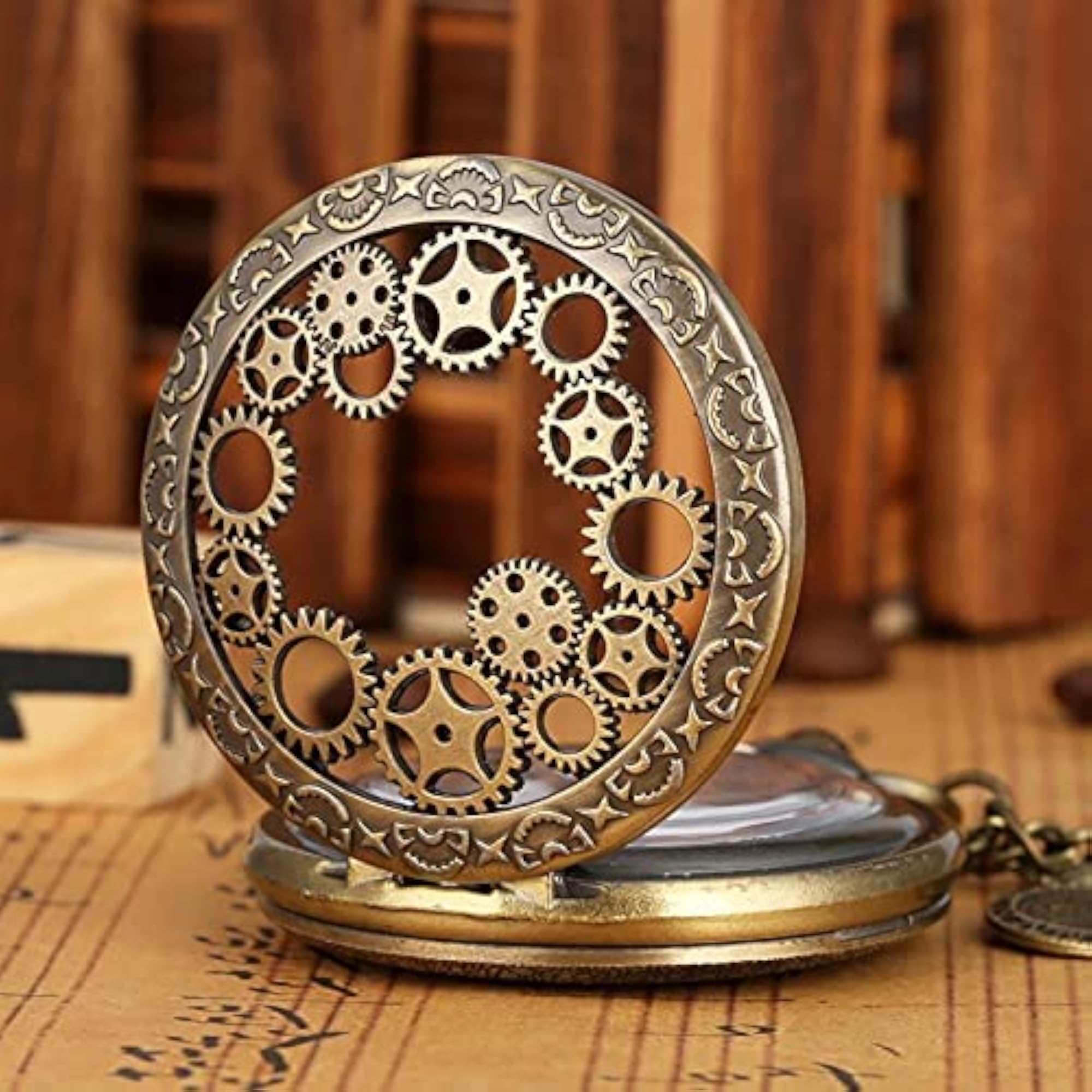Vintage Pocket Watch Keychain, Antique Steampunk Design