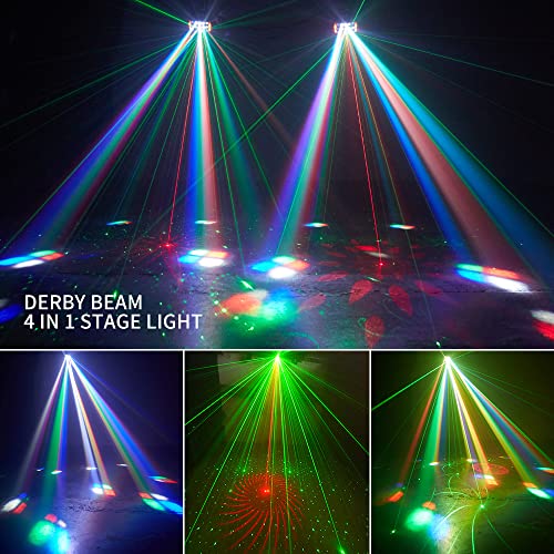 Dj Lights, Eyeshot Stage Disco Light 4 In 1 With Rgbw Derby Beam, Red Green Pattern Light, Led Strobe And Dynamic Marquee, Remote & Dmx Control Great For Disco Club Party Dj Stage Lighting #TOP1