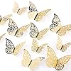 AIEX 24st 3D Vlinders Ornamenten Levendig Verwijderbare Stickers (Goud)