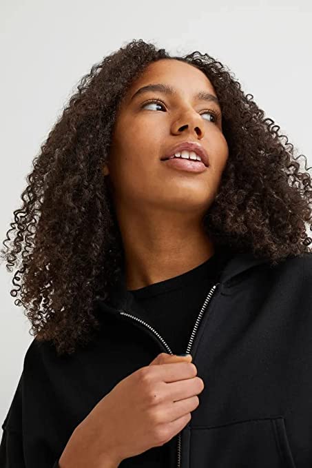 Image of Crop Zipper Hoodie for Woman (Black)