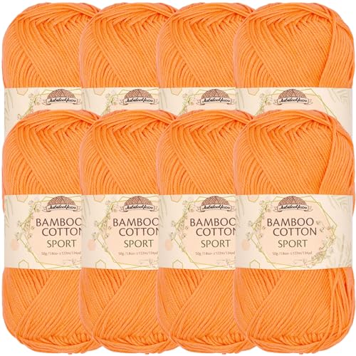 Image of JubileeYarn Bamboo Cotton Sport Yarn - 50g /Skein - Fresh Nectarine - 8 Skeins