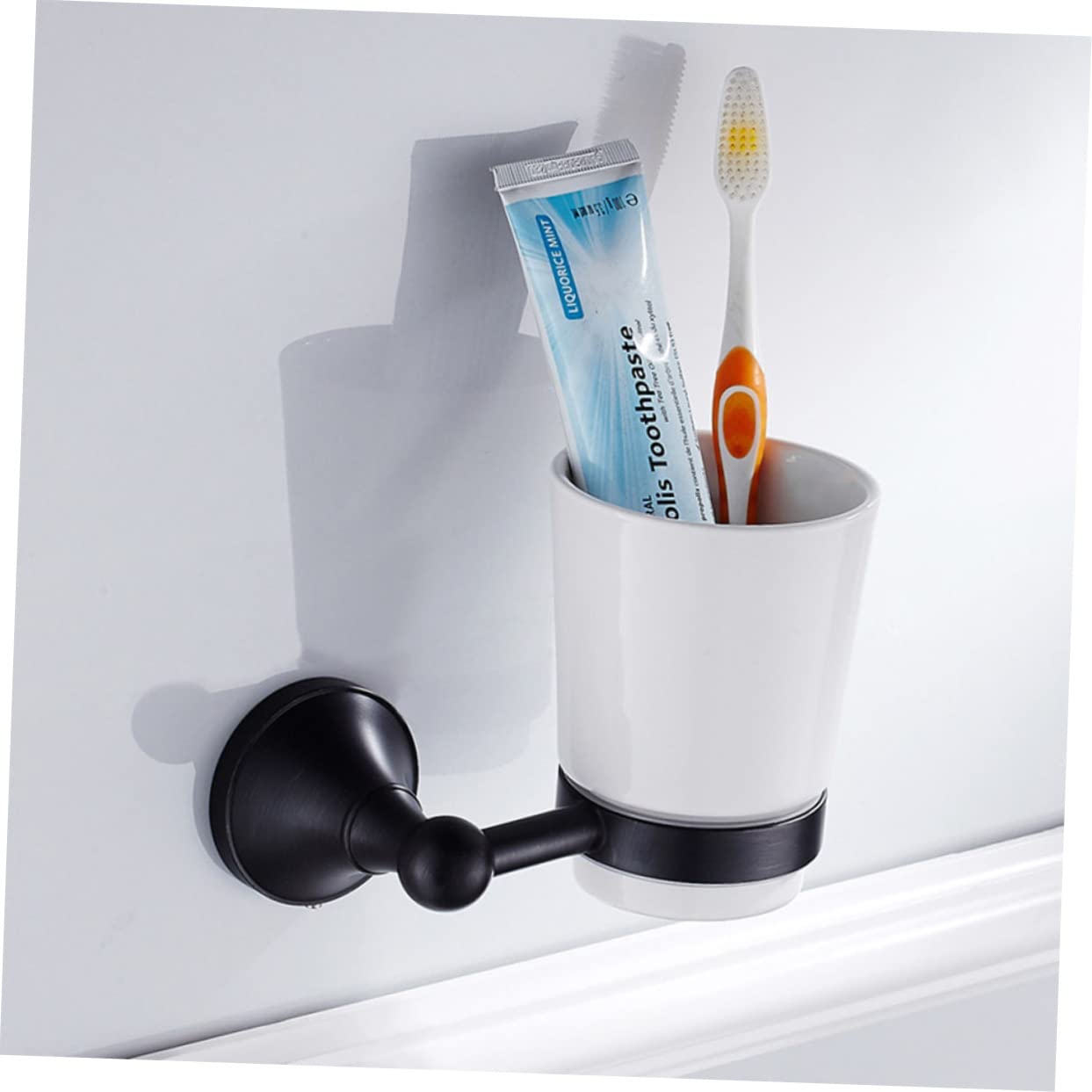 Soporte Cepillo Dientes Pared Cobre Elegante con Vaso Cerámico Colgador Baño Vintage Robusto y Duradero