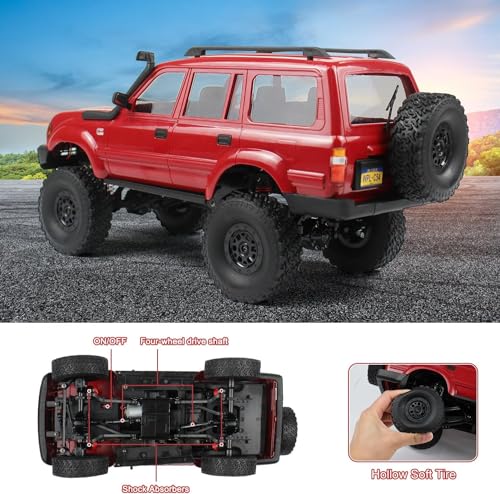 FMT, RC Rock Crawler 4x4 RC Truck WPL C54 1/16 RC Crawler RTR Remote Control Truck Off Road 2.4G All Terrain with Proportional Steering, New Gearbox, Upgraded Chasis and Shock Toy for Boys, Kids