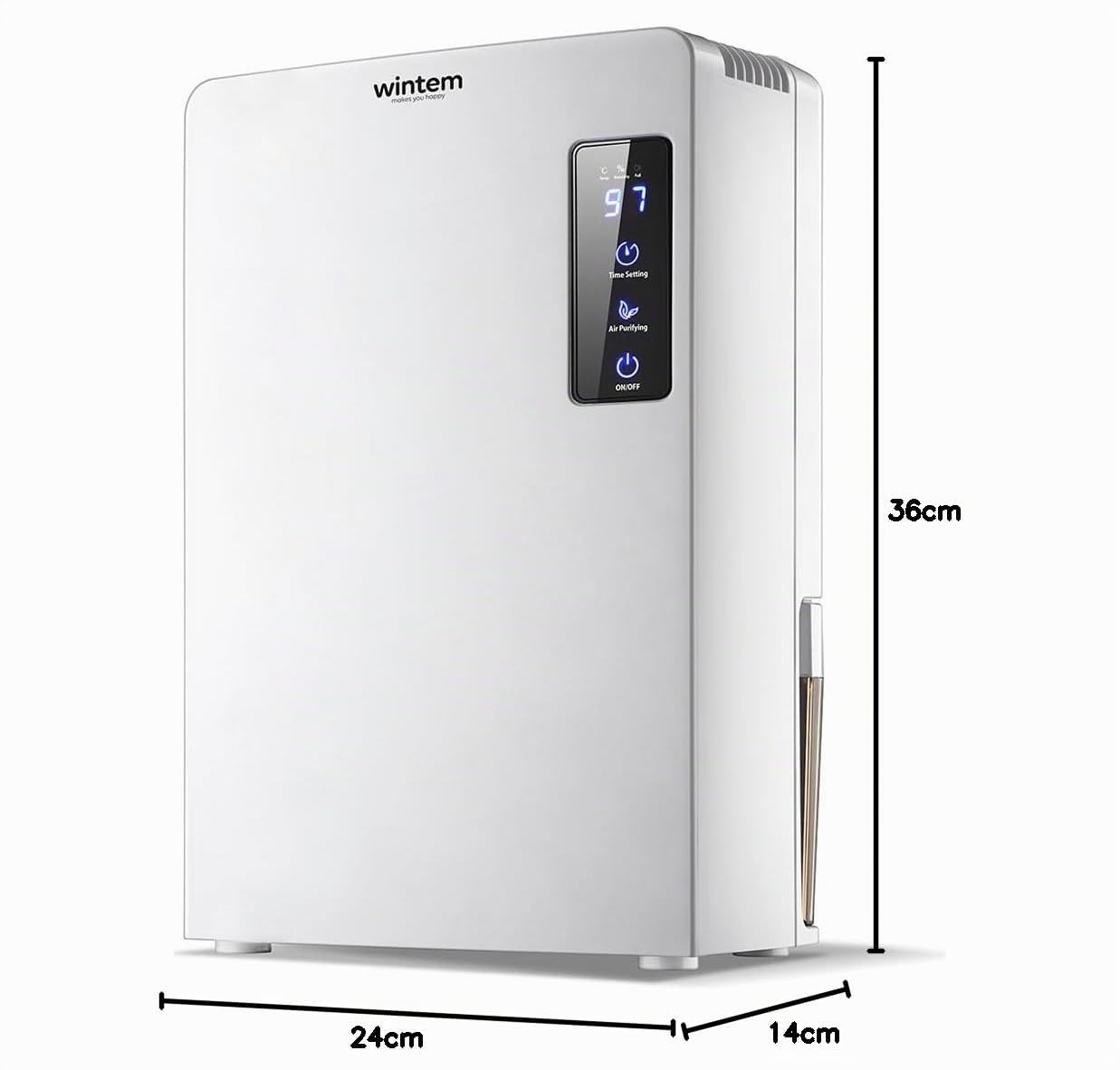 Avilia Deumidificatore Silenzioso e Compatto - Previene Muffa e Umidità - Assorbe Fino a 650ml di Umidità con Serbatoio di 2,2L - Sistema di Autospegnimento - Display LED Touch - 14x24x36cm