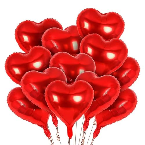 25 ballons en forme de cœur en aluminium rouge, ballons à hélium, décoration pour mariage, Saint-Valentin, anniversaire, fiançailles, fête romantique