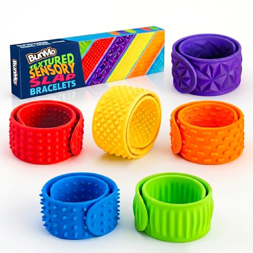 Image of BUNMO Sensory Slap Bracelets - 6 Pack, Textured Sensory Bracelet Fidget Toys for Boys & Girls - Sensory Toys for Kids 3+