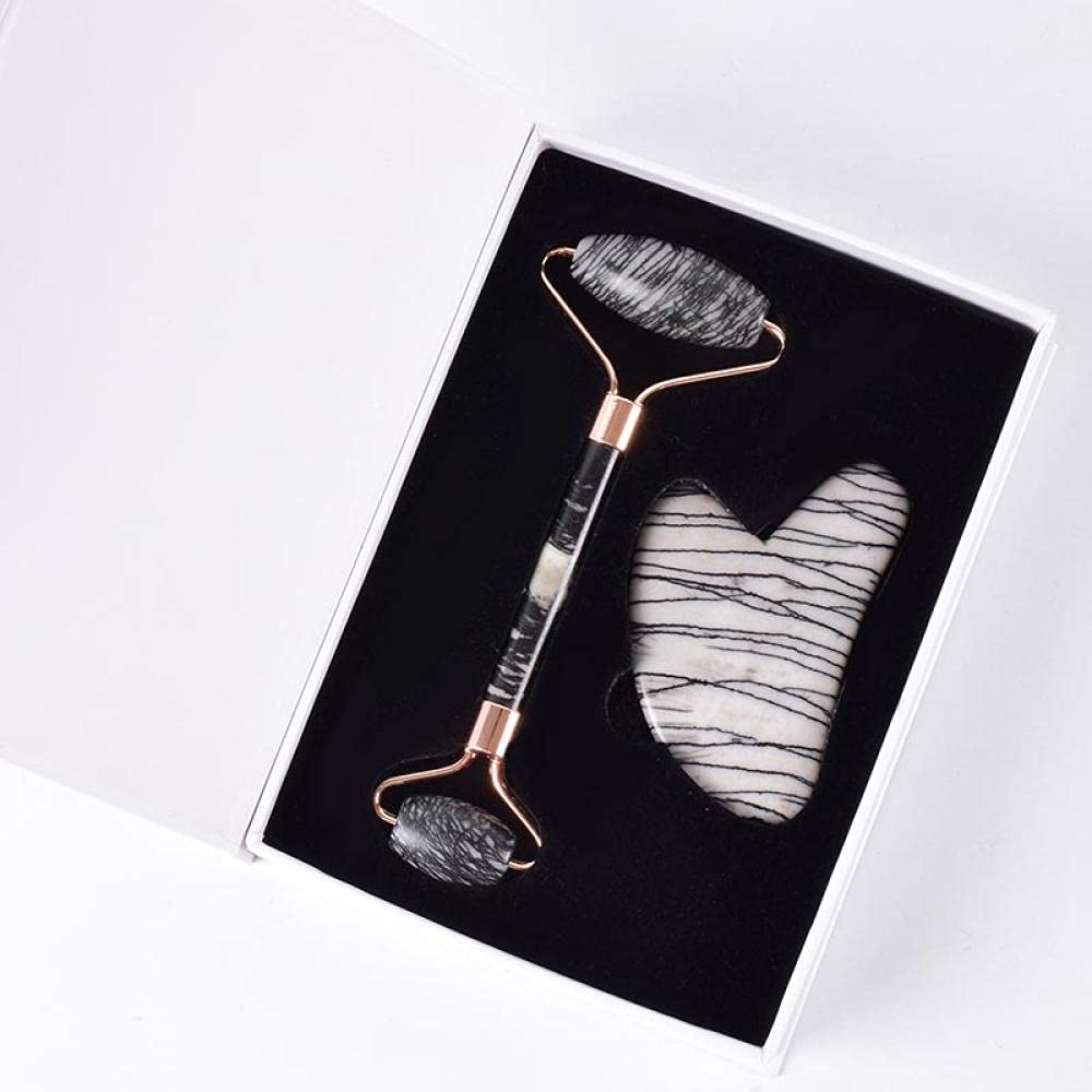 Naturel Picasso Jasper Roller Guasha Tool Set Cadeau Boxed Massage de pierre-1 set rose or