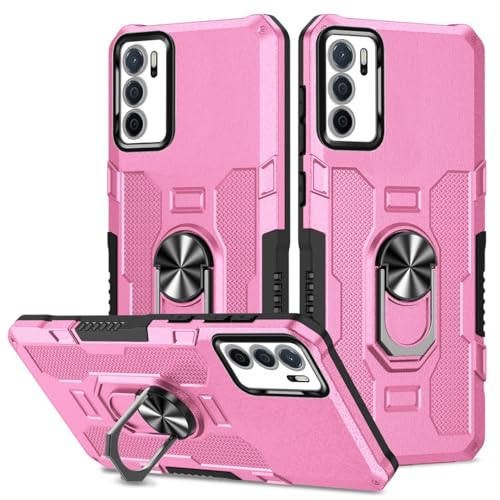Coque rigide Oppo A16 antichoc rose et sa bague de maintien