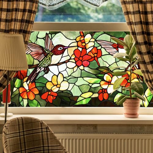 Película para ventana adhesiva floral 2 piezas miniatura 4