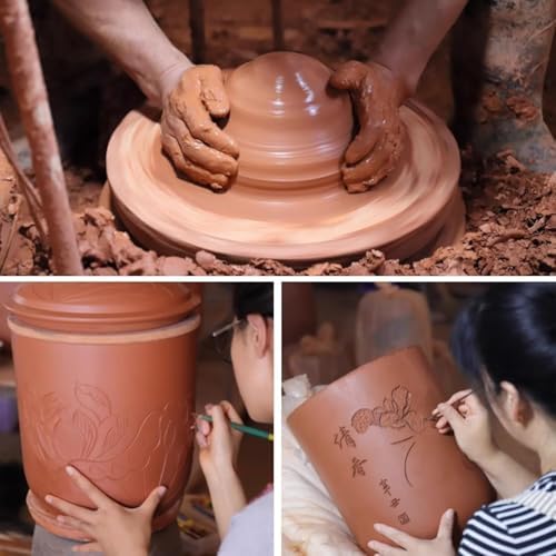 Rice Bucket with Tassel Design, Rice Cylinder with Lid, Chinese Ceramic Rice Dispenser, Classic Food Storage Porcelain Bottle(Capacity 10kg)