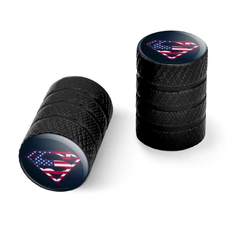 Superman USA American Flag Shield Logo Motorcycle Bicycle Bike Tire Rim Wheel Aluminum Valve Stem Caps