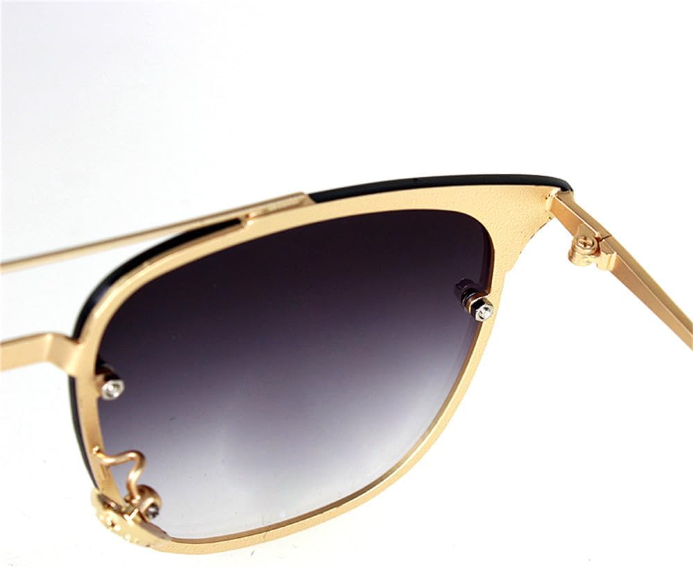 Metal Frame Semi-rimless Sunglasses for Women Retro Decorate Glasses Eyewear Female
